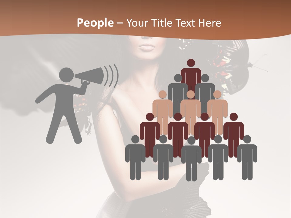 A Woman In A Black Dress With Butterflies On Her Head PowerPoint Template