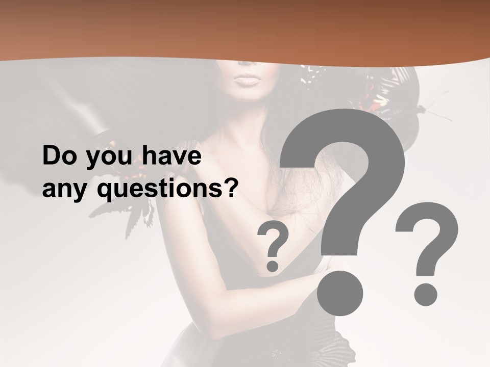 A Woman In A Black Dress With Butterflies On Her Head PowerPoint Template