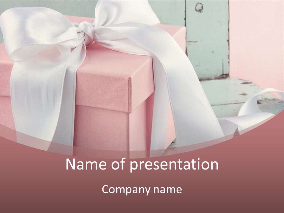 A Pink Present Box With A White Ribbon On It PowerPoint Template