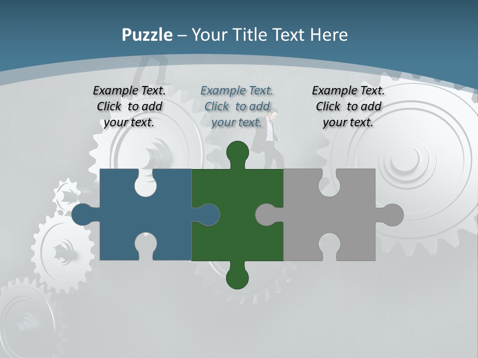 A Group Of People Standing On Top Of Gears PowerPoint Template