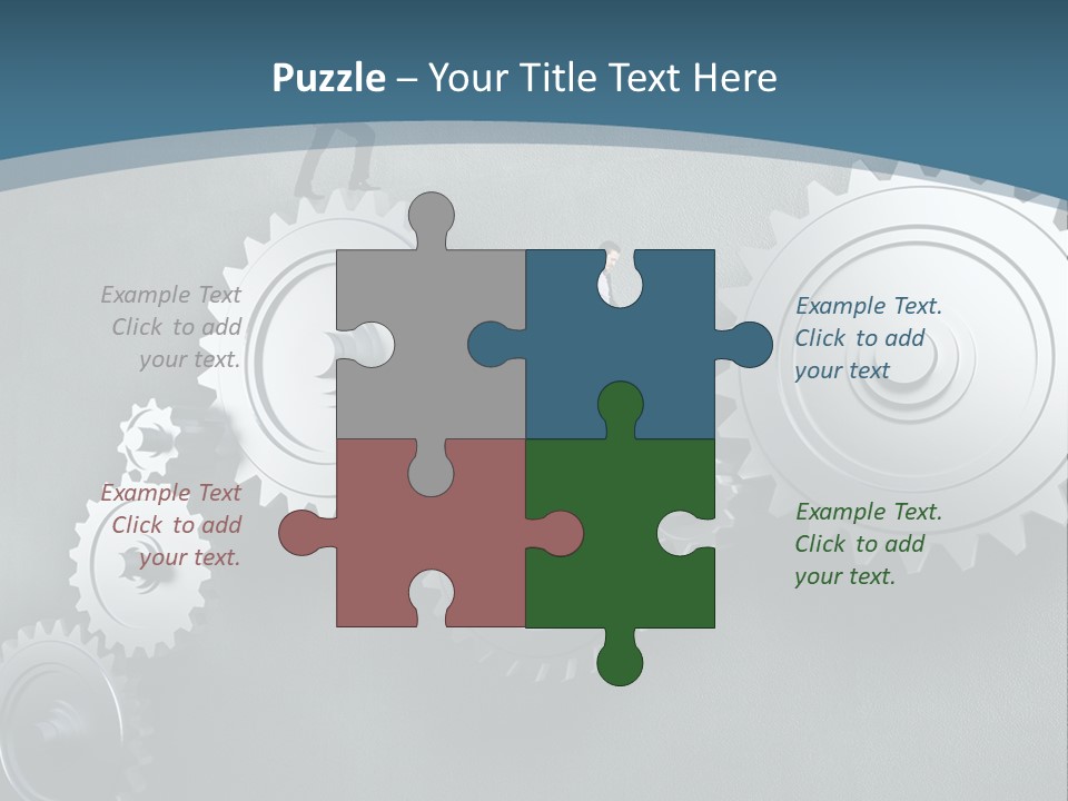 A Group Of People Standing On Top Of Gears PowerPoint Template