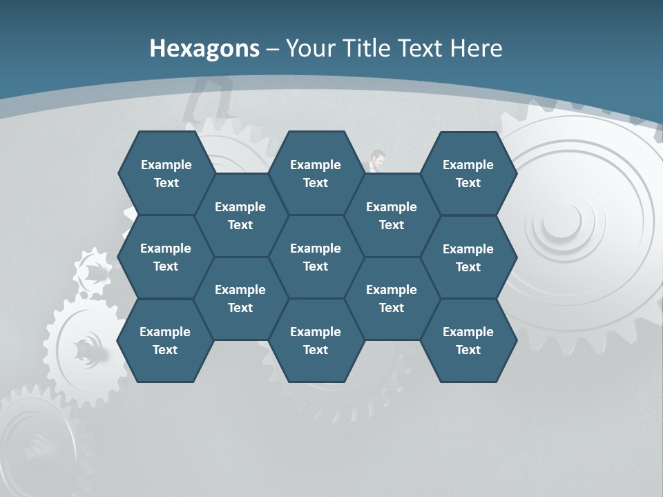 A Group Of People Standing On Top Of Gears PowerPoint Template