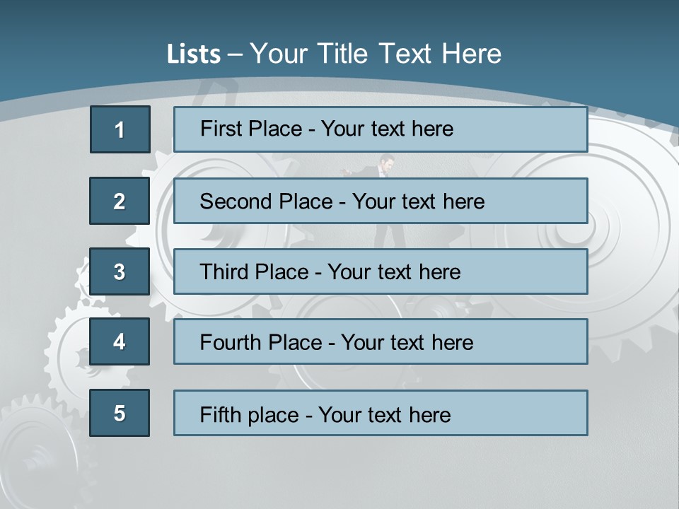 A Group Of People Standing On Top Of Gears PowerPoint Template