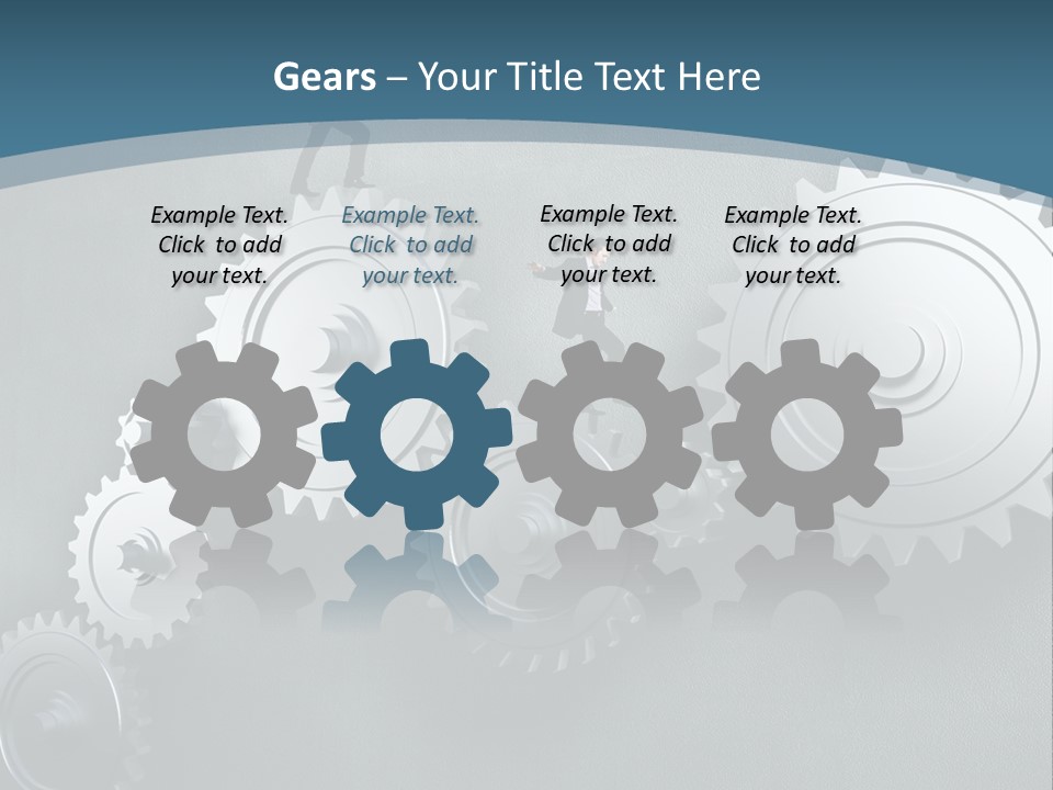 A Group Of People Standing On Top Of Gears PowerPoint Template