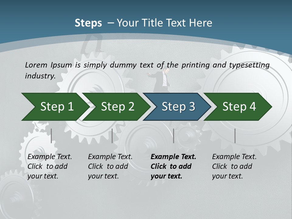 A Group Of People Standing On Top Of Gears PowerPoint Template