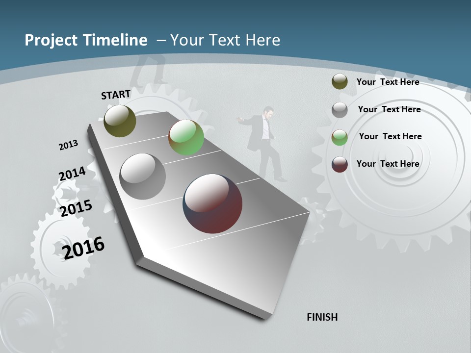 A Group Of People Standing On Top Of Gears PowerPoint Template
