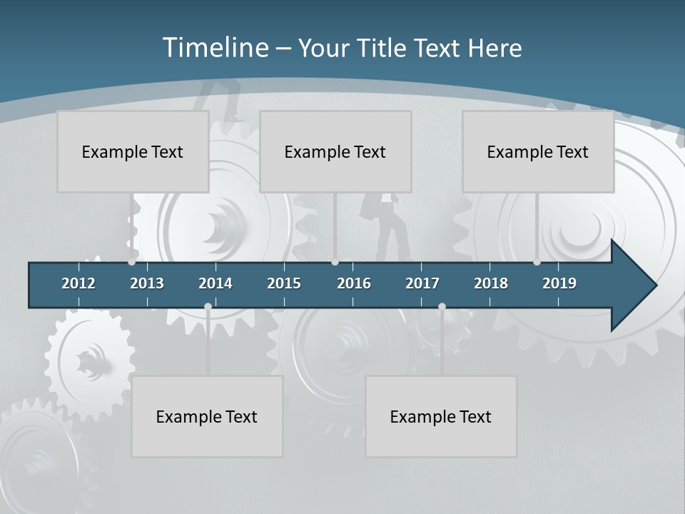 A Group Of People Standing On Top Of Gears PowerPoint Template
