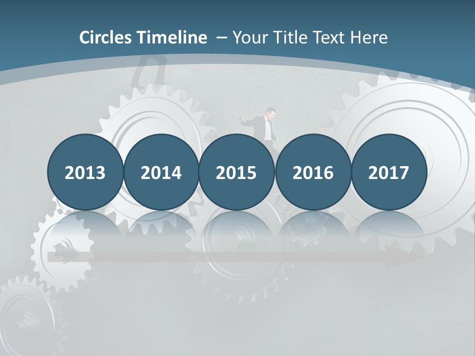 A Group Of People Standing On Top Of Gears PowerPoint Template