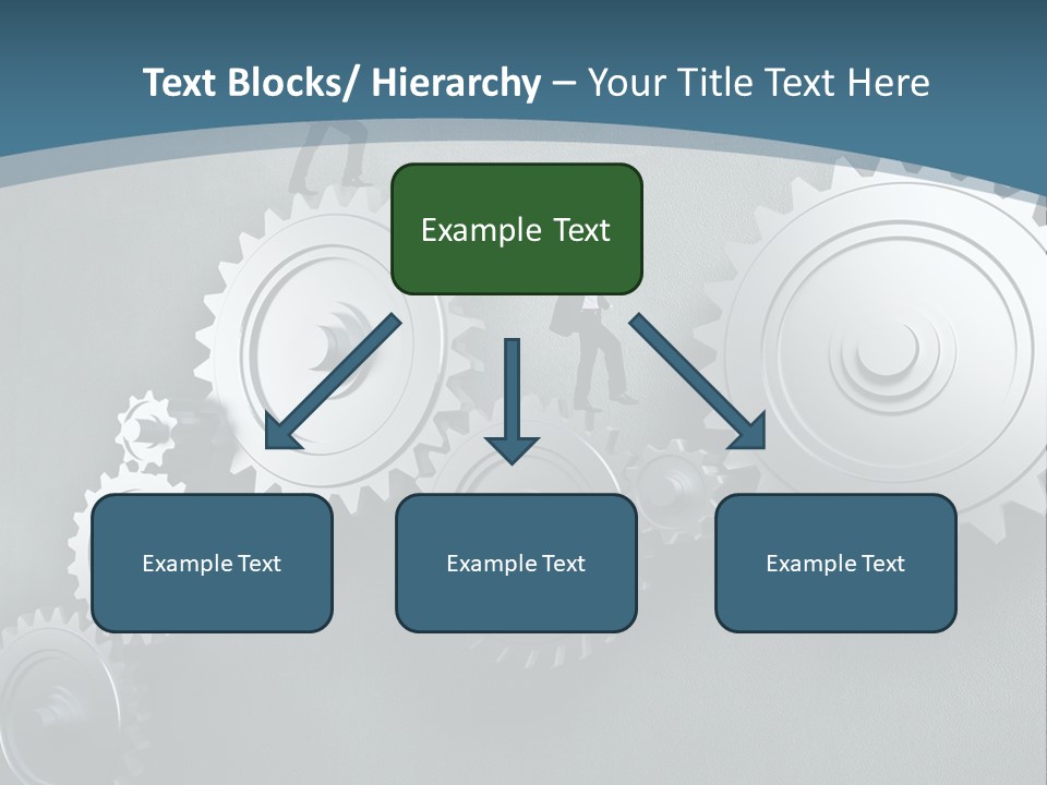 A Group Of People Standing On Top Of Gears PowerPoint Template