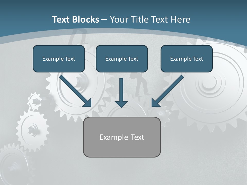 A Group Of People Standing On Top Of Gears PowerPoint Template