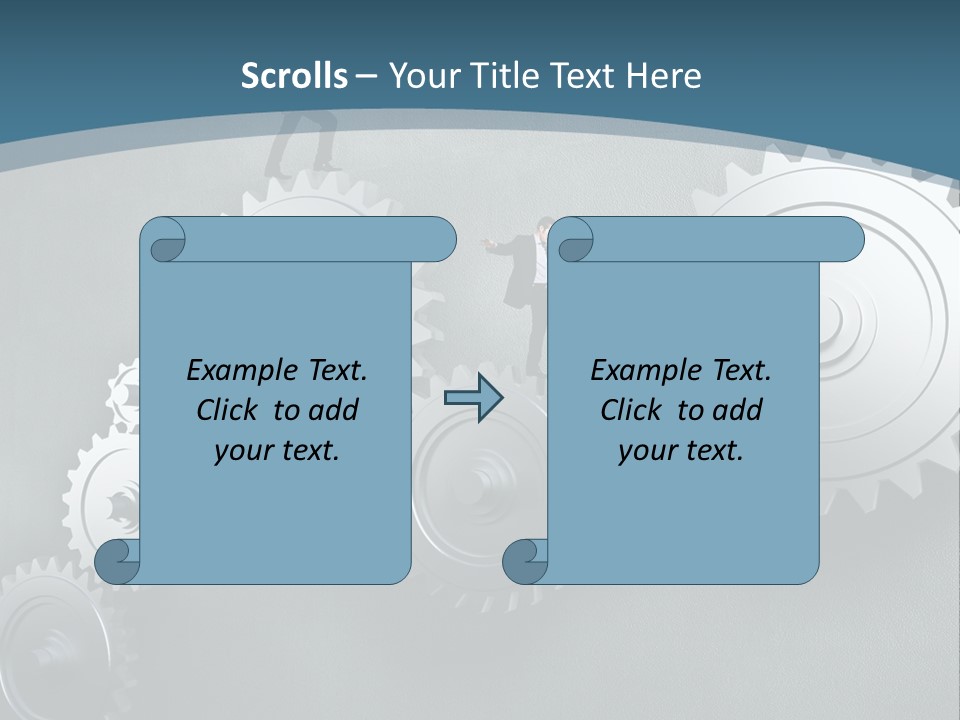 A Group Of People Standing On Top Of Gears PowerPoint Template