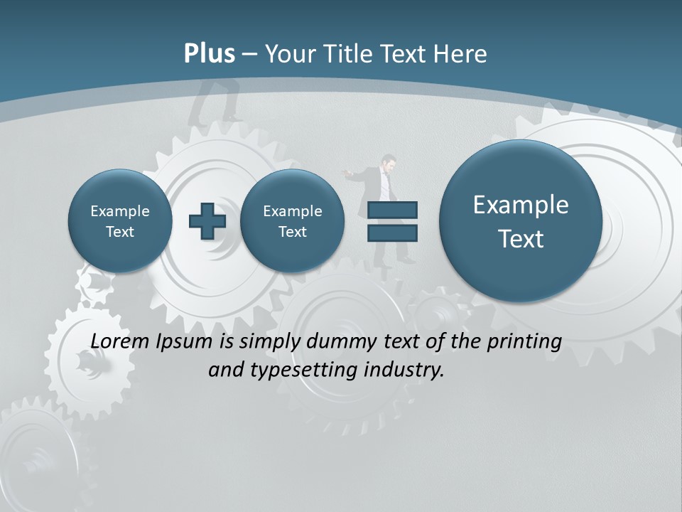 A Group Of People Standing On Top Of Gears PowerPoint Template
