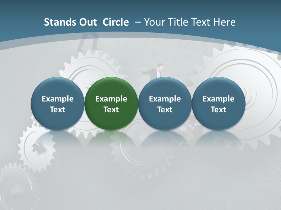 A Group Of People Standing On Top Of Gears PowerPoint Template