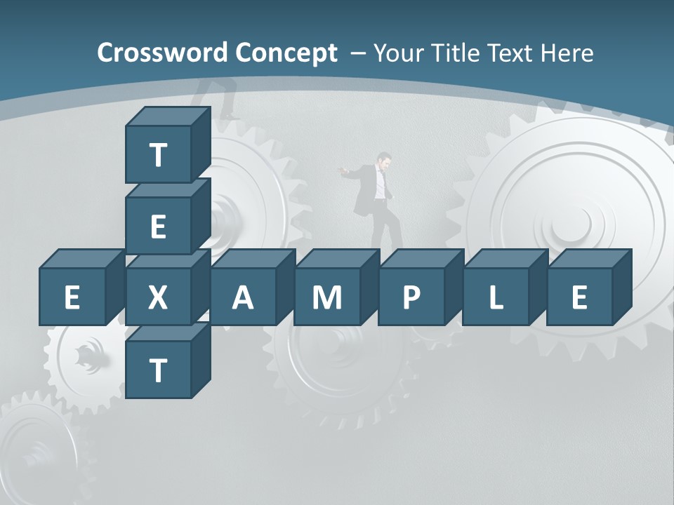 A Group Of People Standing On Top Of Gears PowerPoint Template