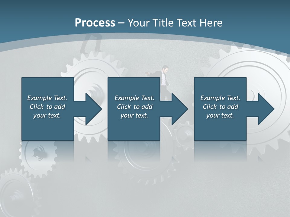 A Group Of People Standing On Top Of Gears PowerPoint Template