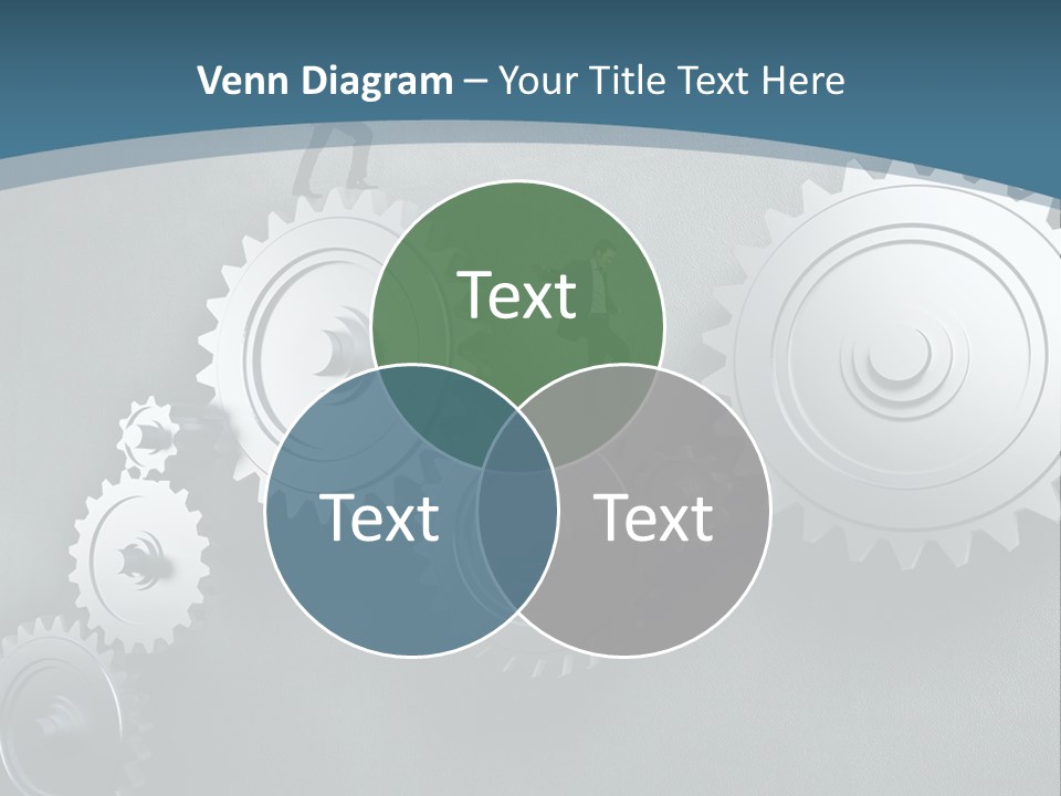 A Group Of People Standing On Top Of Gears PowerPoint Template