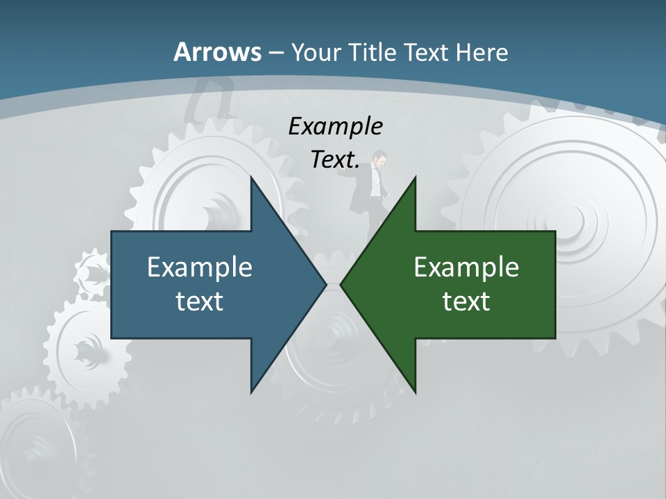 A Group Of People Standing On Top Of Gears PowerPoint Template