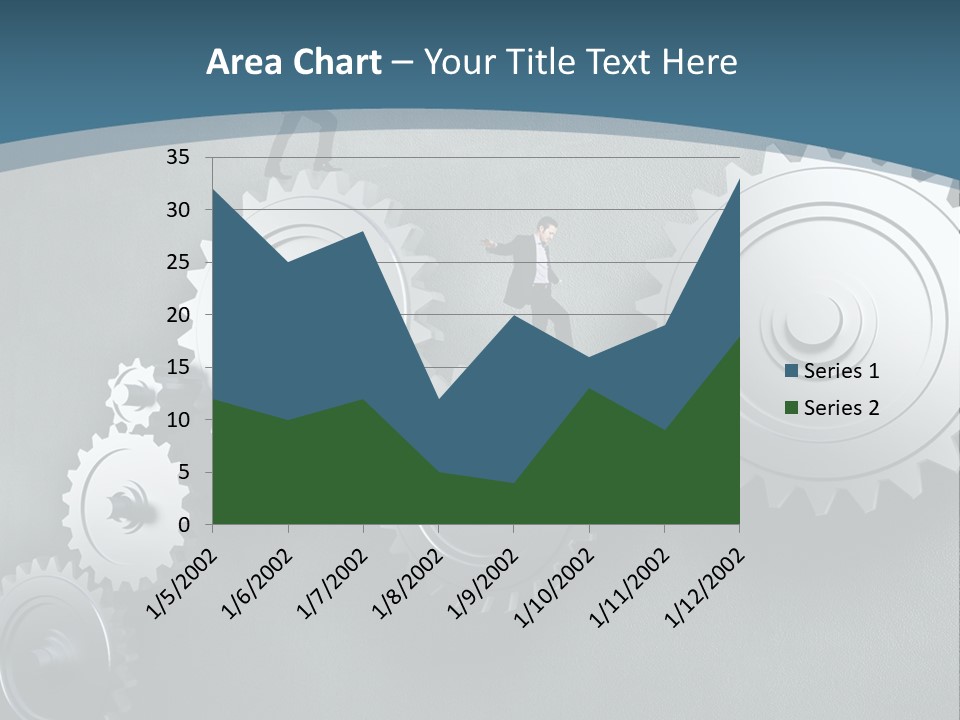 A Group Of People Standing On Top Of Gears PowerPoint Template