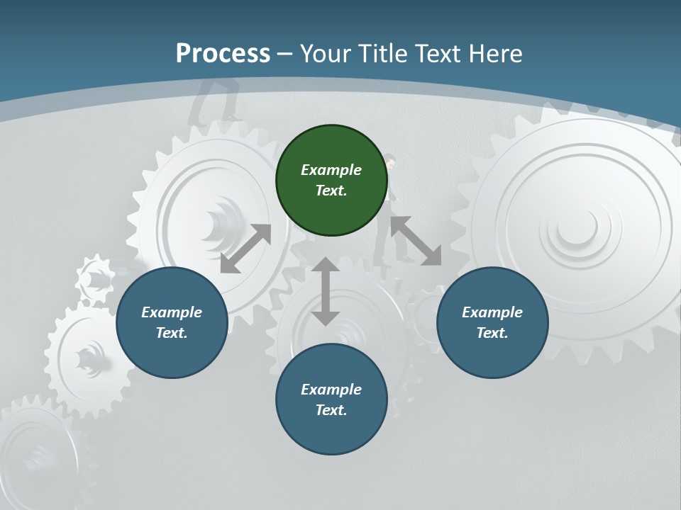 A Group Of People Standing On Top Of Gears PowerPoint Template