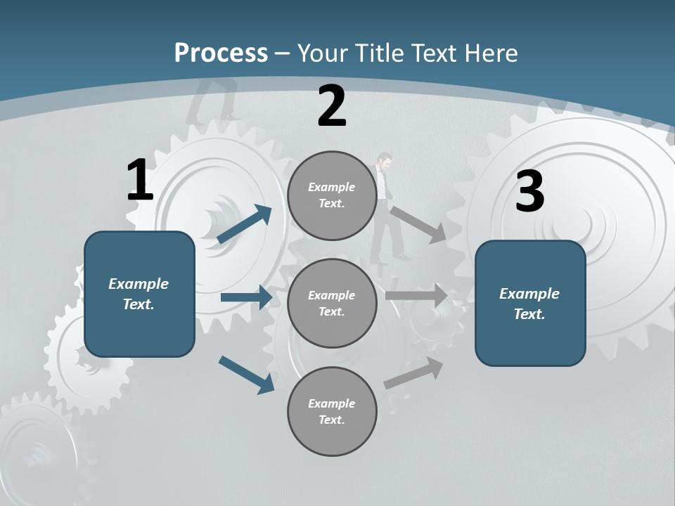 A Group Of People Standing On Top Of Gears PowerPoint Template