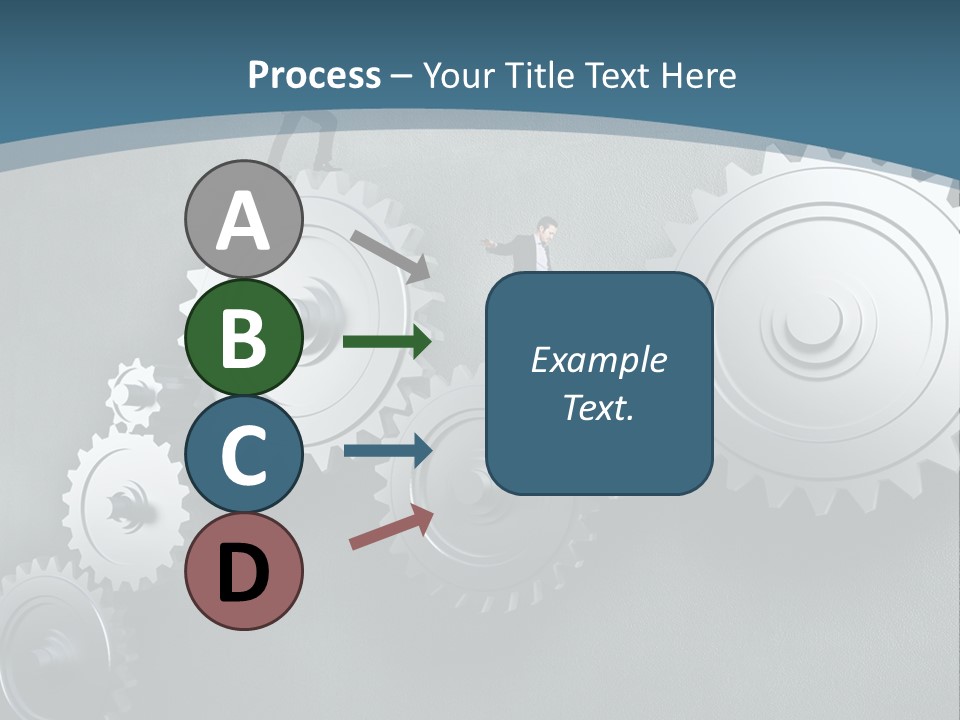 A Group Of People Standing On Top Of Gears PowerPoint Template