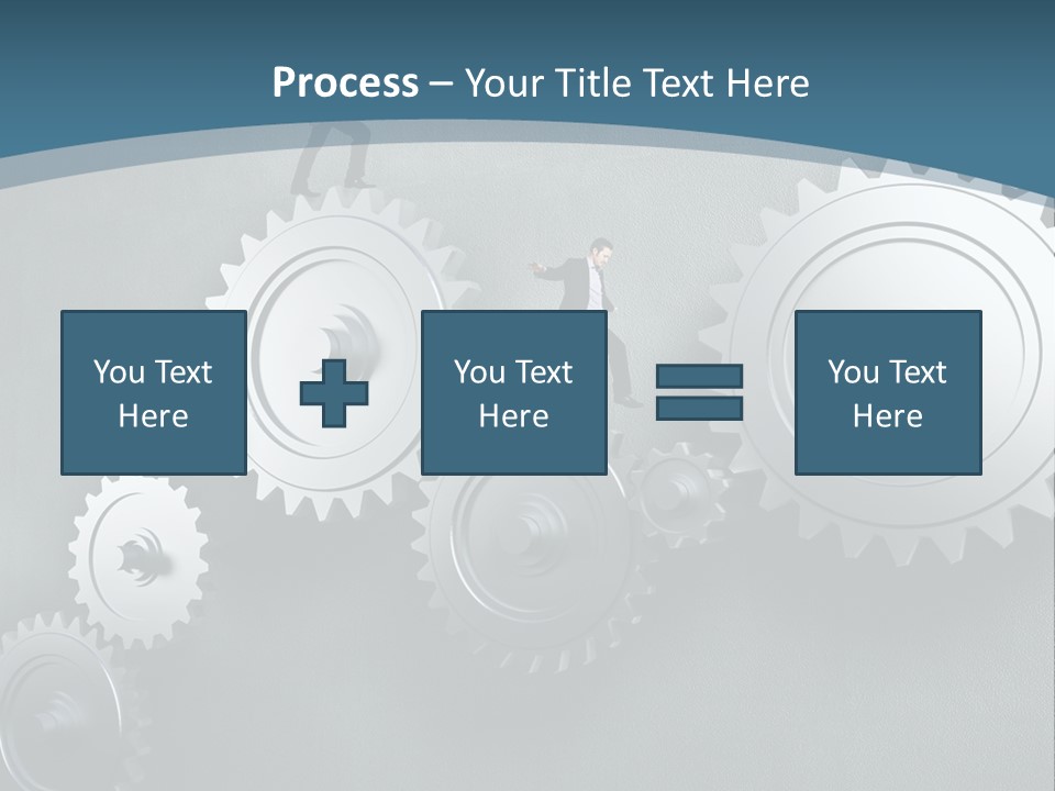 A Group Of People Standing On Top Of Gears PowerPoint Template