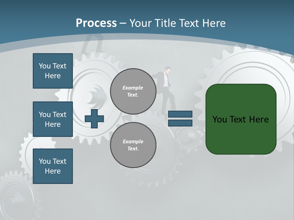 A Group Of People Standing On Top Of Gears PowerPoint Template