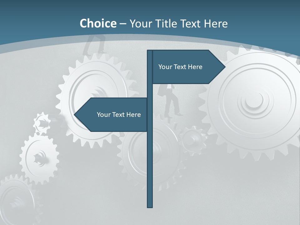 A Group Of People Standing On Top Of Gears PowerPoint Template