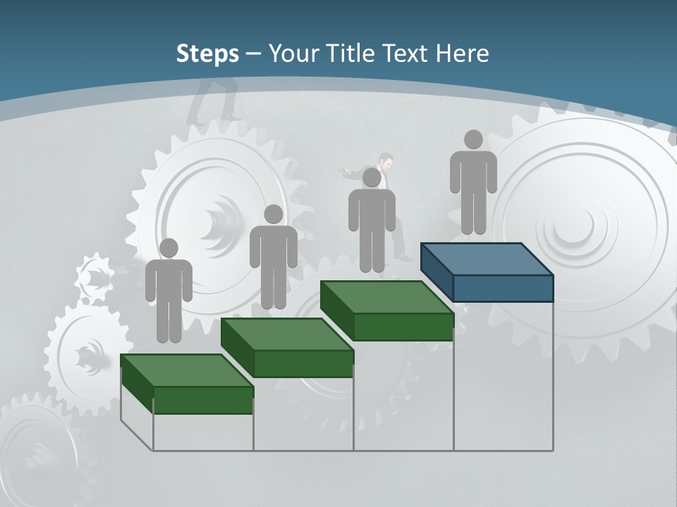 A Group Of People Standing On Top Of Gears PowerPoint Template