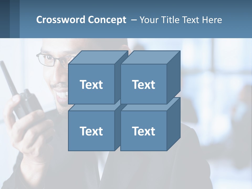 A Man In A Suit Holding A Cell Phone PowerPoint Template