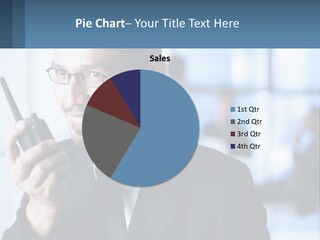 A Man In A Suit Holding A Cell Phone PowerPoint Template