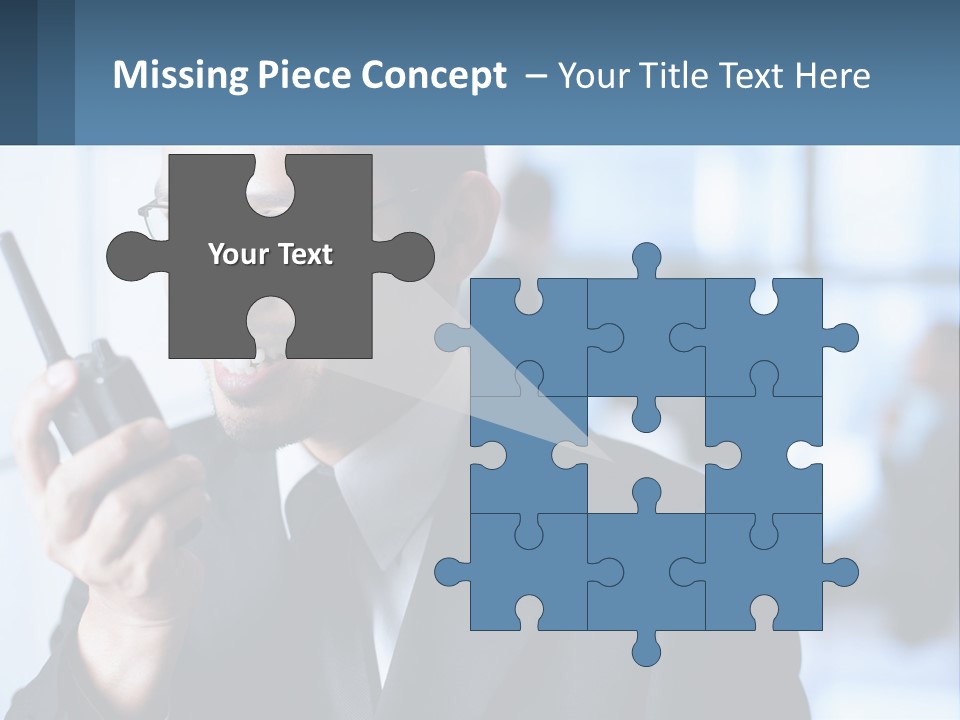 A Man In A Suit Holding A Cell Phone PowerPoint Template