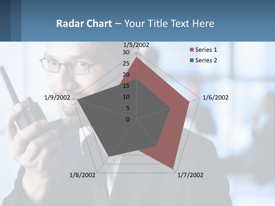 A Man In A Suit Holding A Cell Phone PowerPoint Template