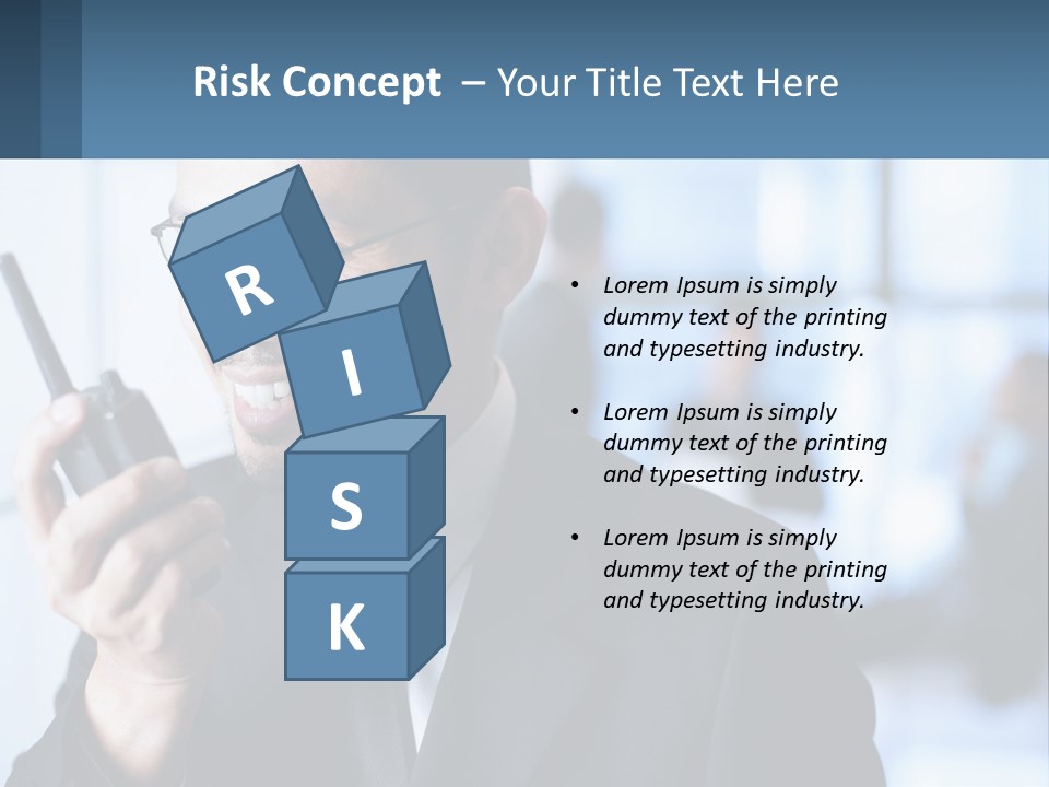 A Man In A Suit Holding A Cell Phone PowerPoint Template