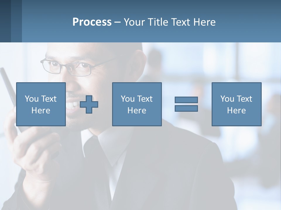 A Man In A Suit Holding A Cell Phone PowerPoint Template