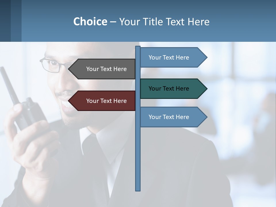 A Man In A Suit Holding A Cell Phone PowerPoint Template