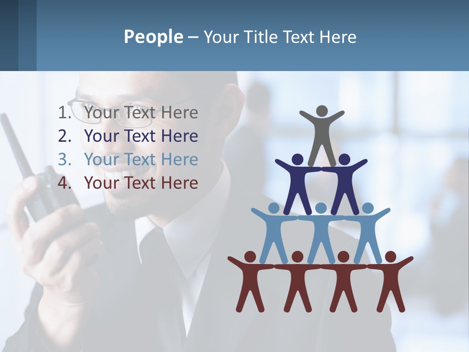 A Man In A Suit Holding A Cell Phone PowerPoint Template