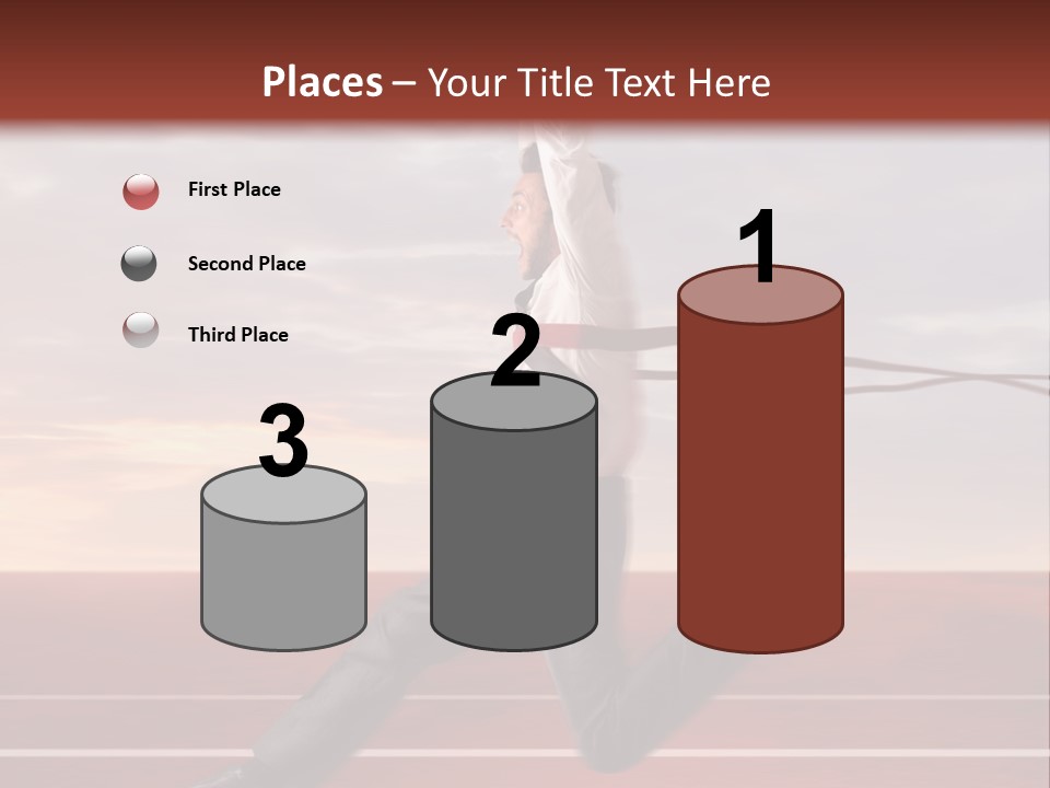 A Man Jumping In The Air With A Red Ribbon PowerPoint Template