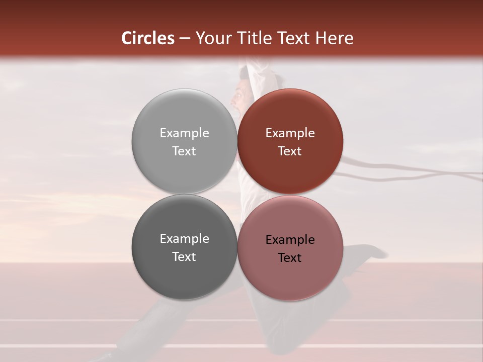 A Man Jumping In The Air With A Red Ribbon PowerPoint Template