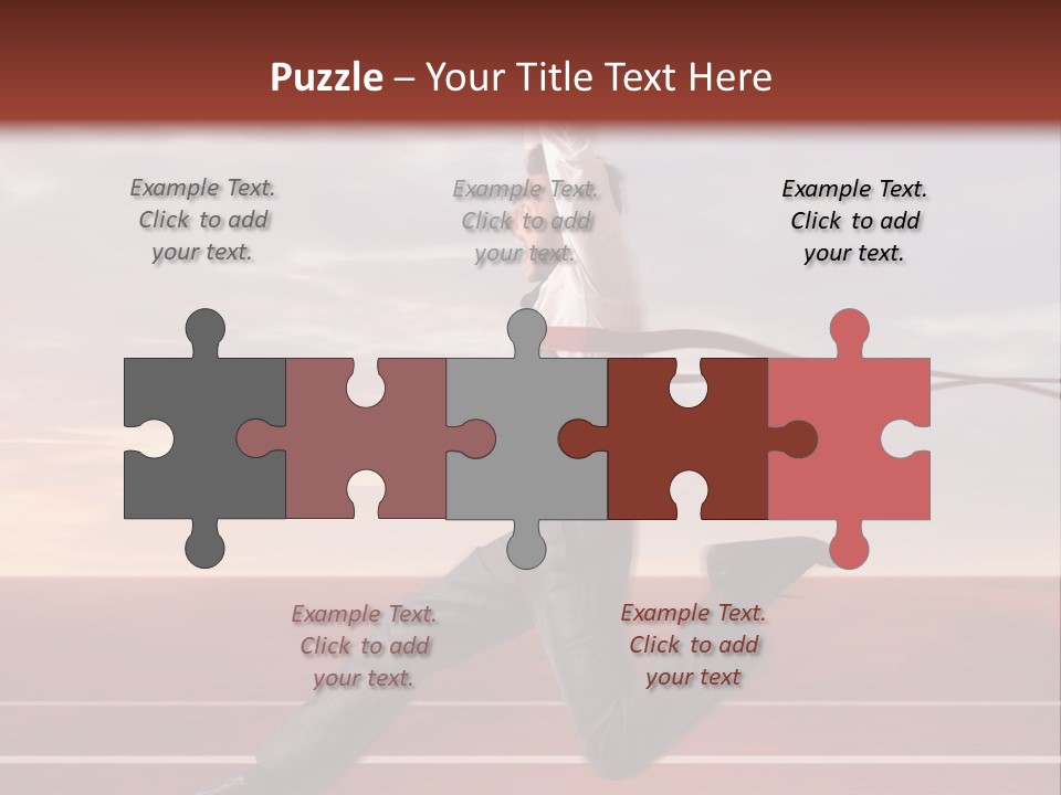 A Man Jumping In The Air With A Red Ribbon PowerPoint Template