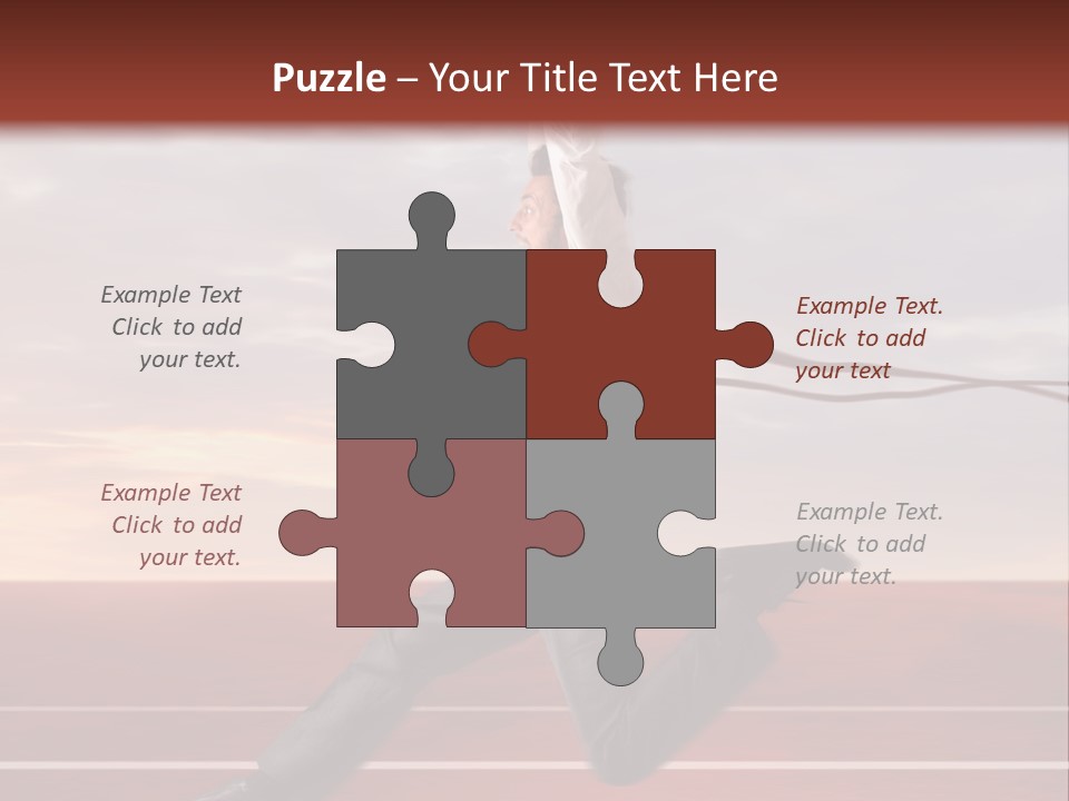 A Man Jumping In The Air With A Red Ribbon PowerPoint Template