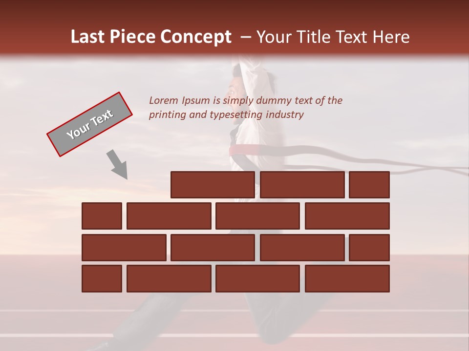 A Man Jumping In The Air With A Red Ribbon PowerPoint Template