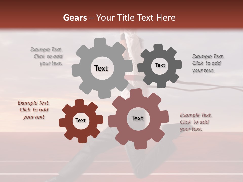 A Man Jumping In The Air With A Red Ribbon PowerPoint Template