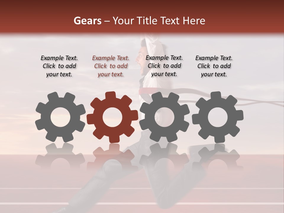 A Man Jumping In The Air With A Red Ribbon PowerPoint Template