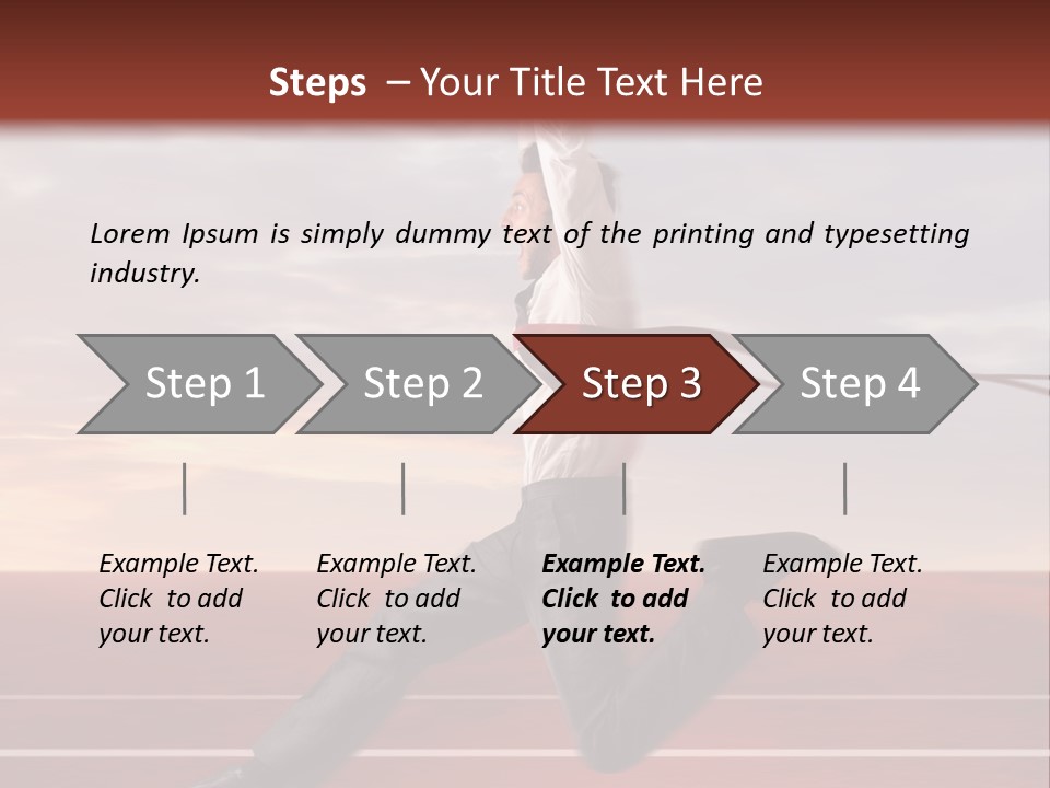 A Man Jumping In The Air With A Red Ribbon PowerPoint Template
