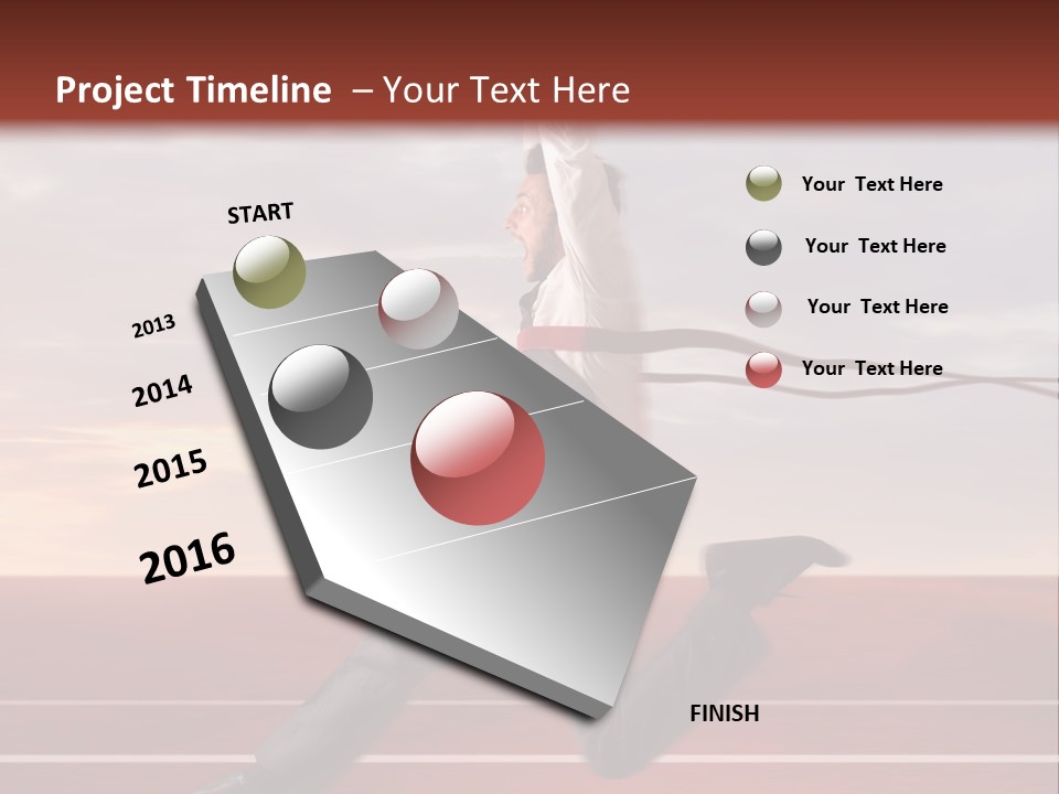 A Man Jumping In The Air With A Red Ribbon PowerPoint Template