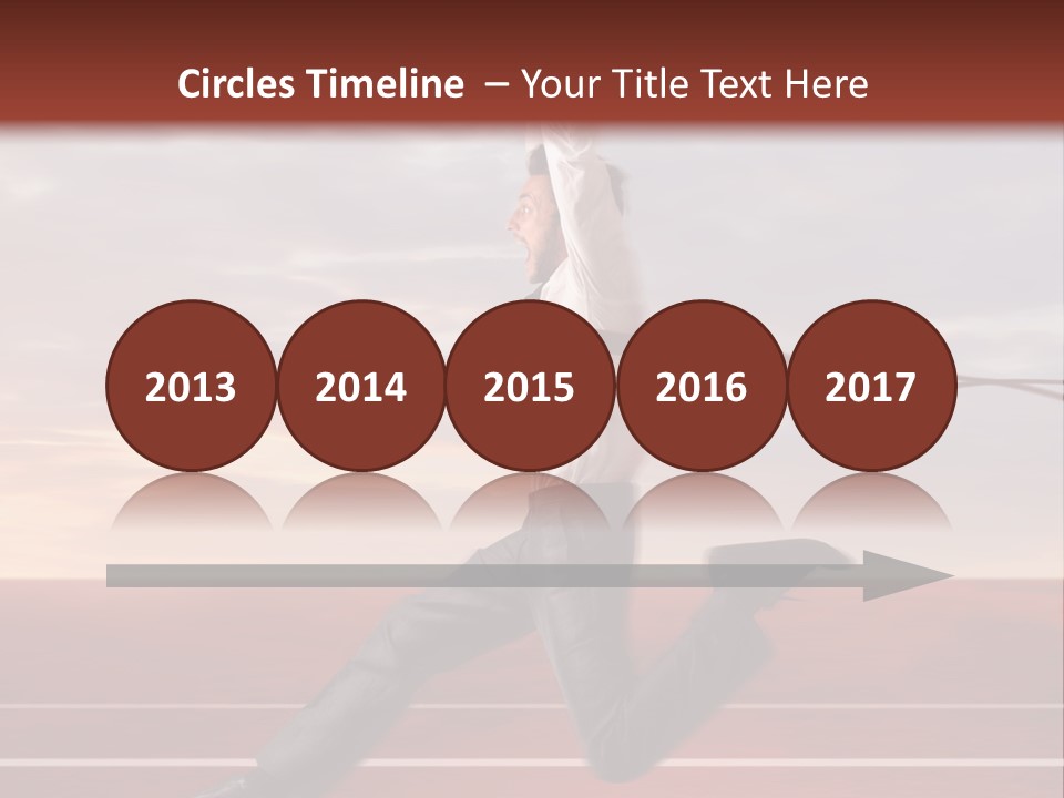 A Man Jumping In The Air With A Red Ribbon PowerPoint Template