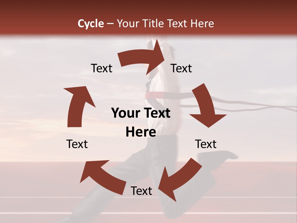 A Man Jumping In The Air With A Red Ribbon PowerPoint Template