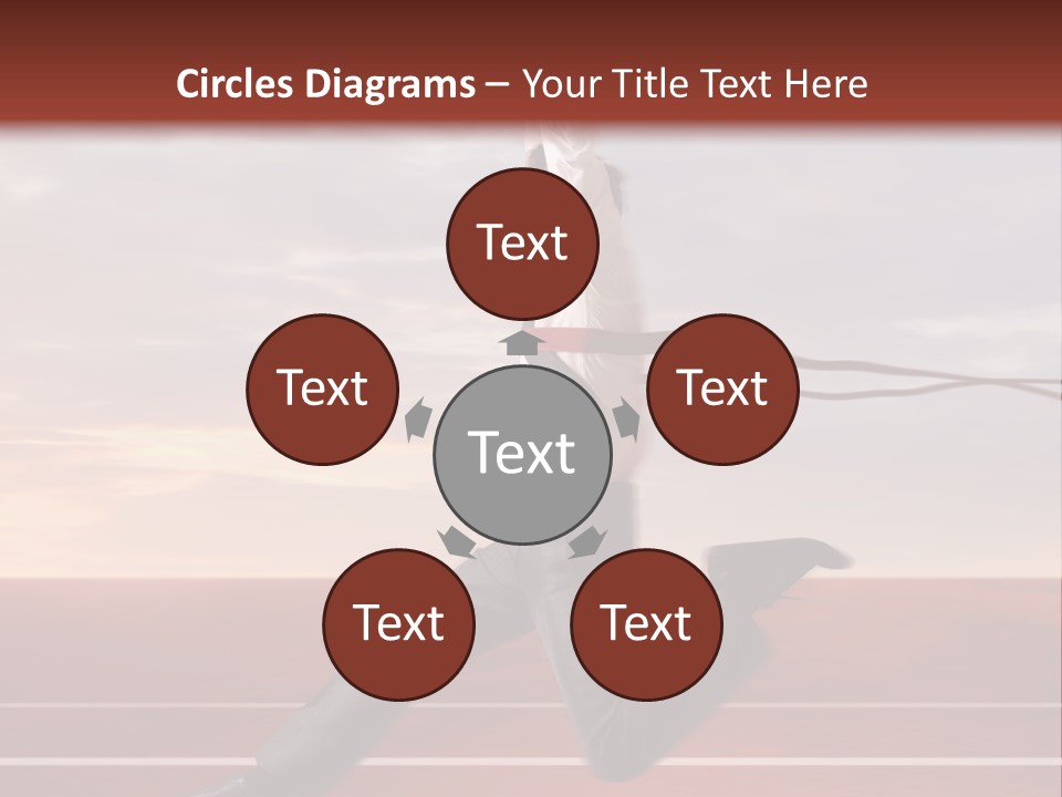 A Man Jumping In The Air With A Red Ribbon PowerPoint Template