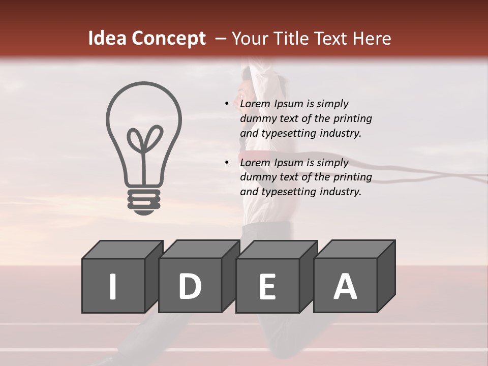 A Man Jumping In The Air With A Red Ribbon PowerPoint Template